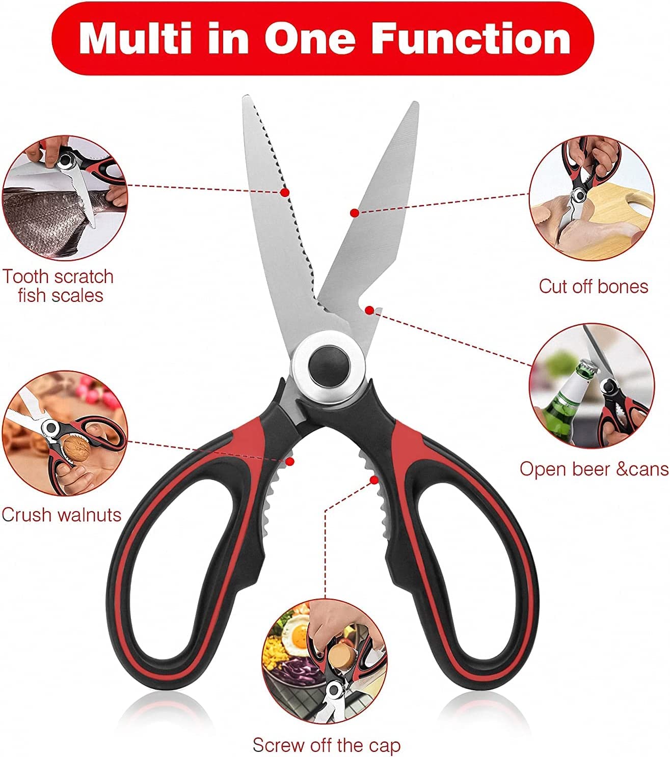 Multi-functional Stainless Steel Kitchen Scissors