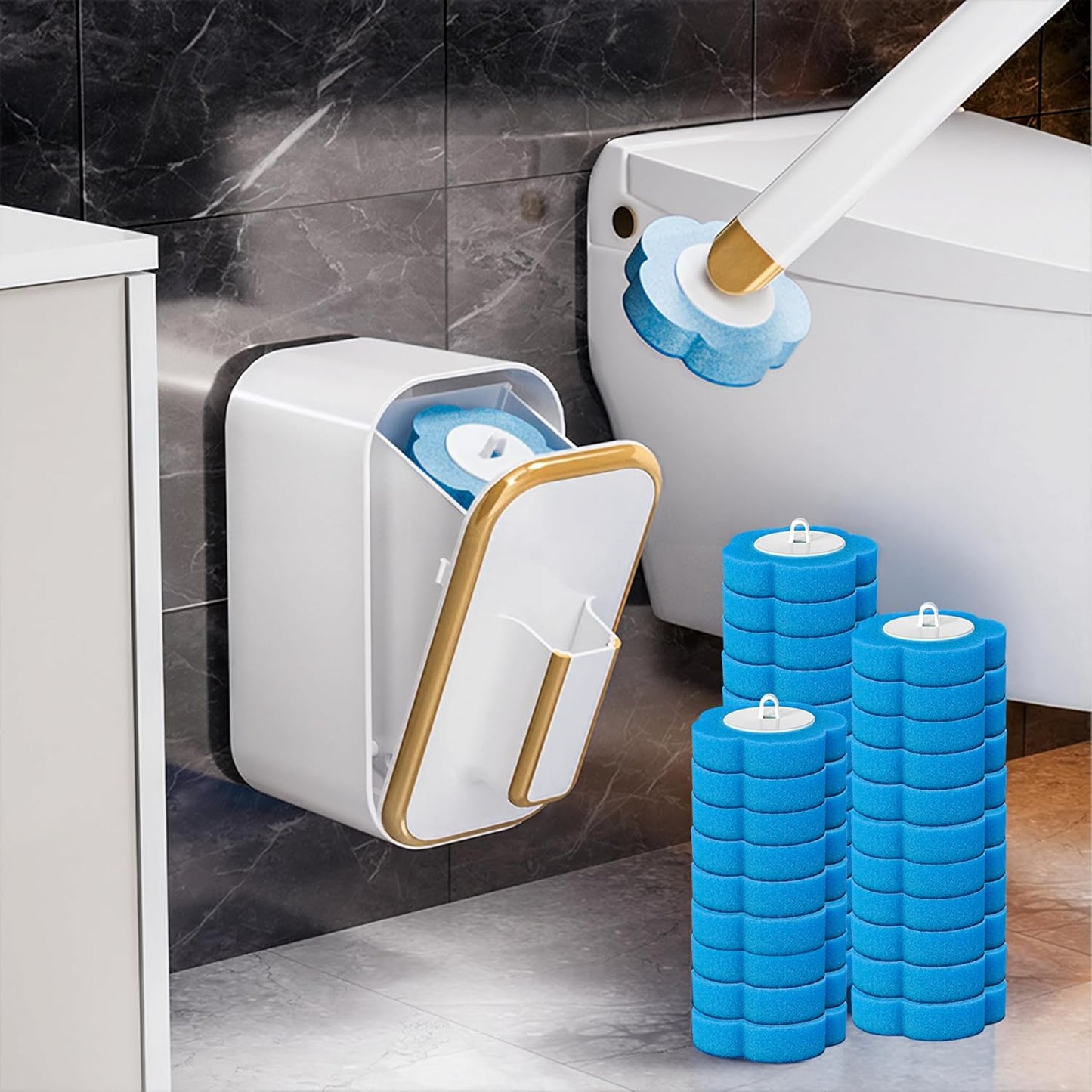 Disposable Toilet Brush with 32 Refills