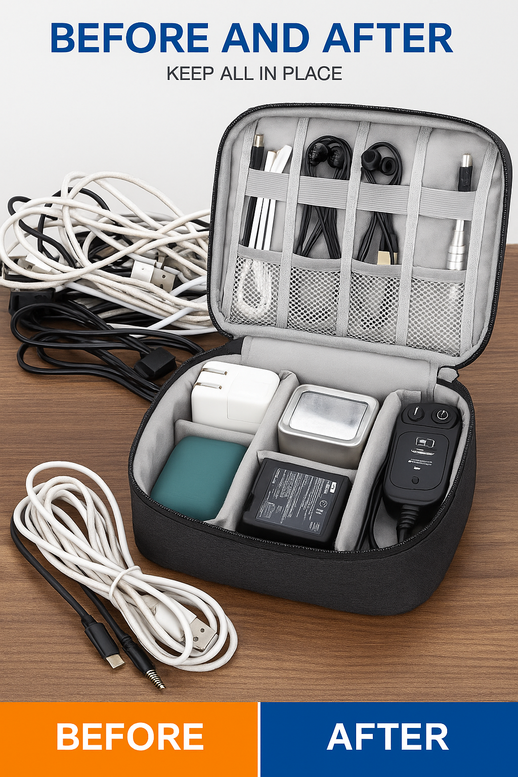 Waterproof Electronics Travel Cable Bag Organizer