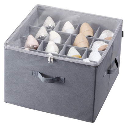 Under Bed Shoe Storage Organizer, Adjustable Dividers Fit 16 Compartments